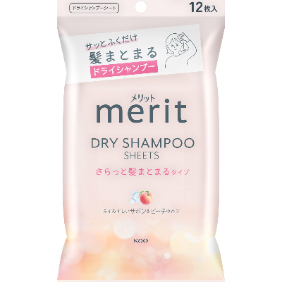 Kao Merit Dry Shampoo Sheets Savon Peach Scent (12 Sheets)